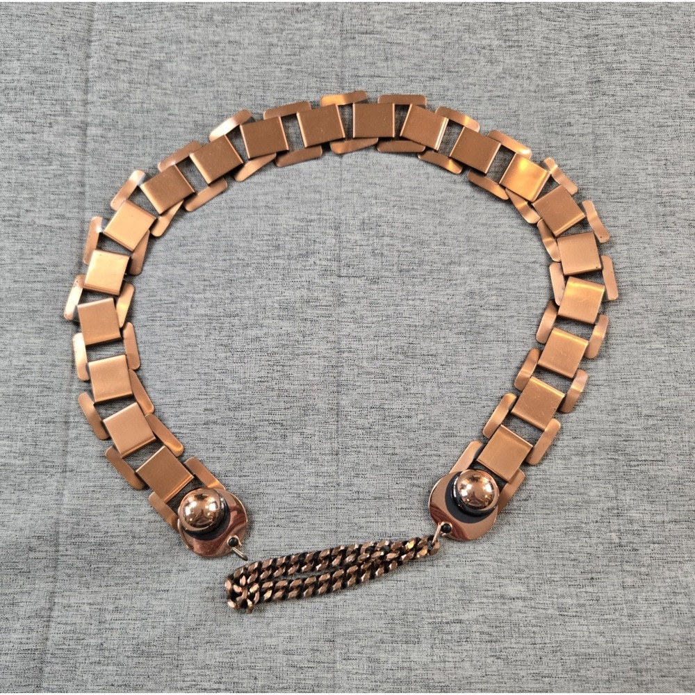 Striking Metallic Copper-tone Women's Statement  Belt Adj. Chain Link Closure S